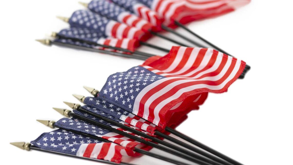 Petits drapeaux Américain bâtons noirs