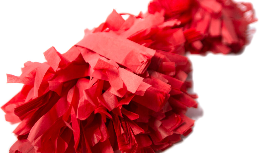 Pompons cheerleaders rouges en soie